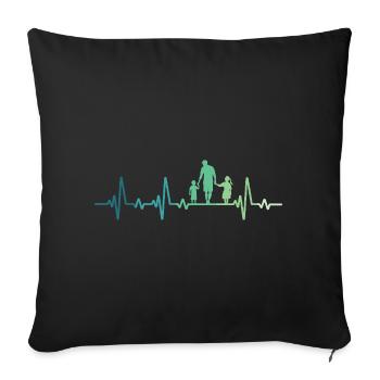 Père et fille - père et fils, papa fils et fille - Housse de coussin décorative 45 x 45 cm - noir - Devant
