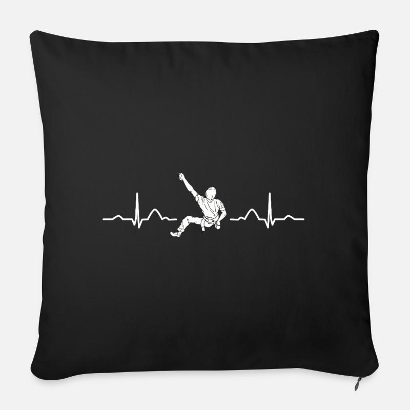 Battement de cœur de Boulderer Bloc Bloc - Housse de coussin décorative 45 x 45 cm - noir