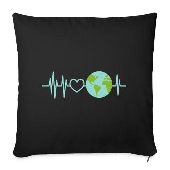 Earth Heartbeat World Love - Sofakissenbezug 45 x 45 cm - Schwarz - Vorne
