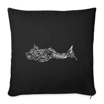 Calligraphie pêcheur pêche poisson - Housse de coussin décorative 45 x 45 cm - noir - Devant