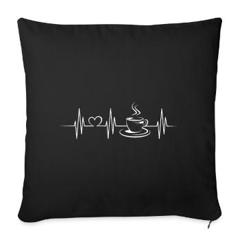 kaffee symbol heartbeat puls ekg coffee cafe herz - Sofakissenbezug 45 x 45 cm - Schwarz - Vorne