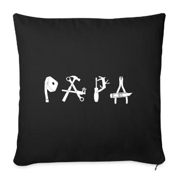 Papa papa bricoleur - Housse de coussin décorative 45 x 45 cm - noir - Devant