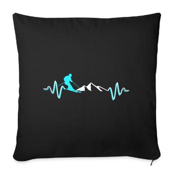 skifahren Herzschlag EKG Puls Herzlinie - Sofakissenbezug 45 x 45 cm - Schwarz - Vorne