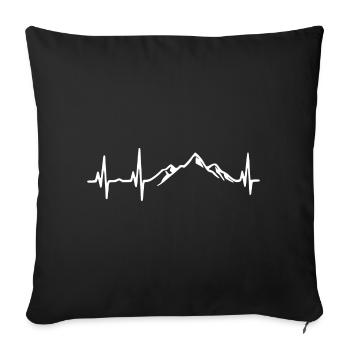 Heartbeat - Mountains - Sofa pillowcase 17,3'' x 17,3'' (45 x 45 cm) - black - Front