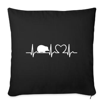 Herzkurve - Puls Igel - Forêt, nature, protection des espèces - Housse de coussin décorative 45 x 45 cm - noir - Devant
