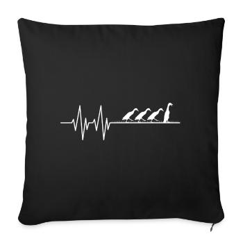 Laufente Herzschlag Laufenten volailler éleveur canard - Housse de coussin décorative 45 x 45 cm - noir - Devant