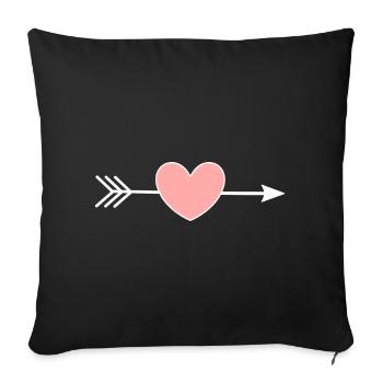 Pink Heart Arrow Hearts Gift Valentine's Day - Sofa pillowcase 17,3'' x 17,3'' (45 x 45 cm) - black - Front