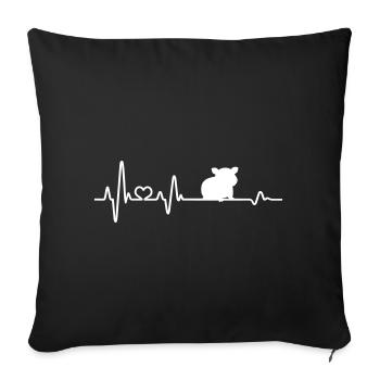 Hamster Heartbeat Pulse ECG Rongeur Pet - Housse de coussin décorative 45 x 45 cm - noir - Devant
