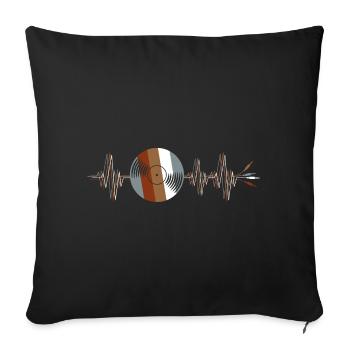 Vinyl Herzschlag Schallplatte Elektrisches Kabel - Sofakissenbezug 45 x 45 cm - Schwarz - Vorne