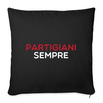 t-shirt partisan toujours t-shirt antifasciste - Housse de coussin décorative 45 x 45 cm - noir - Devant