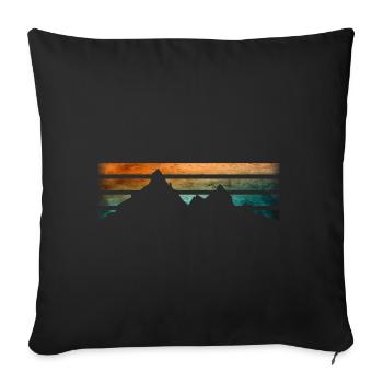Montagnes - Randonnée - Rétrostripes - Housse de coussin décorative 45 x 45 cm - noir - Devant