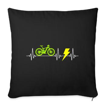 E-Bike Electric Bicycle Bike Cycling Heartbeat - Sofa pillowcase 17,3'' x 17,3'' (45 x 45 cm) - black - Front