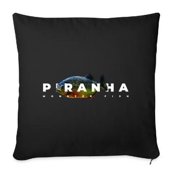 Rotbauch Piranha Monster Fischhüter - Sofakissenbezug 45 x 45 cm - Schwarz - Vorne