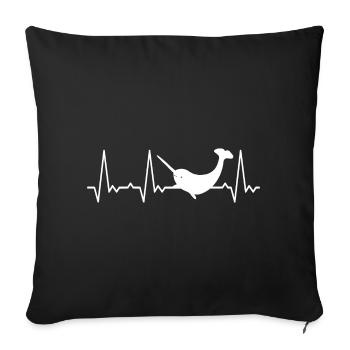 Narval battement de cœur - Housse de coussin décorative 45 x 45 cm - noir - Devant