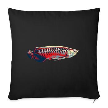 Gardien de poisson monstre Arowana asiatique - Housse de coussin décorative 45 x 45 cm - noir - Devant