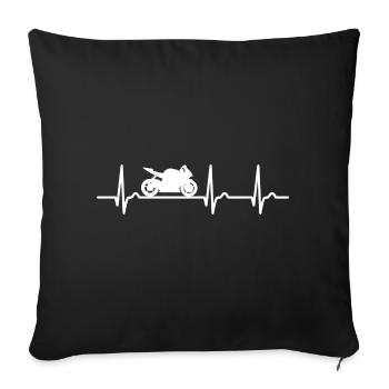 ECG curve - heart curve - motorcycle - racing machine - Sofa pillowcase 17,3'' x 17,3'' (45 x 45 cm) - black - Front