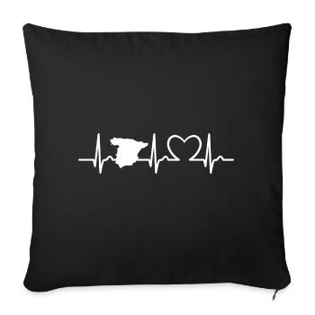 Heart Curve - Pulse Spain - Travel - Nation - Sofa pillowcase 17,3'' x 17,3'' (45 x 45 cm) - black - Front