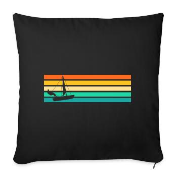 Voilier Retro Sailor Sailing - Housse de coussin décorative 45 x 45 cm - noir - Devant
