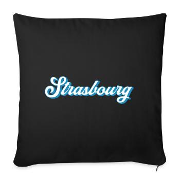 Strasbourg Lettering – Retro France Style - Sofa pillowcase 17,3'' x 17,3'' (45 x 45 cm) - black - Front