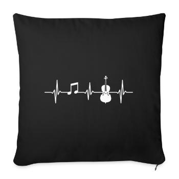 Violoncelle Heartbeat Cellist Music Instrument - Housse de coussin décorative 45 x 45 cm - noir - Devant