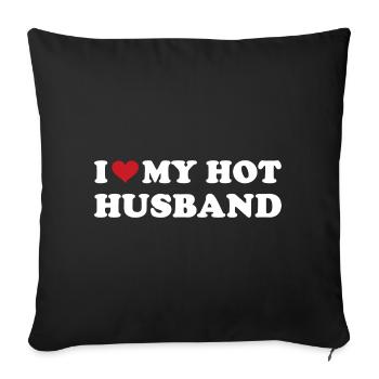 Je coeur mon mari chaud - Housse de coussin décorative 45 x 45 cm - noir - Devant