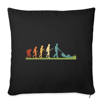 Mann mäht Rasen EVOLUTION Kleingarten Rasenmäher - Sofakissenbezug 45 x 45 cm - Schwarz - Vorne