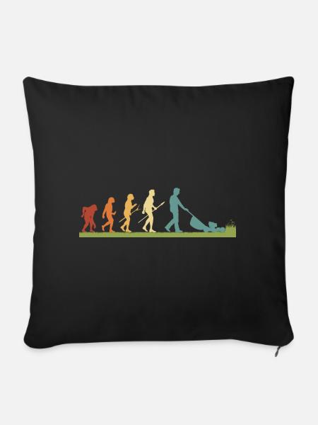 Mann mäht Rasen EVOLUTION Kleingarten Rasenmäher - Sofakissenbezug 45 x 45 cm - Schwarz