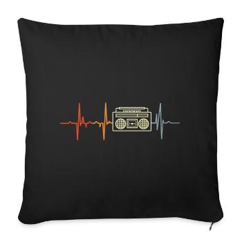 Mon cœur bat pour la musique hip-hop - Housse de coussin décorative 45 x 45 cm - noir - Devant