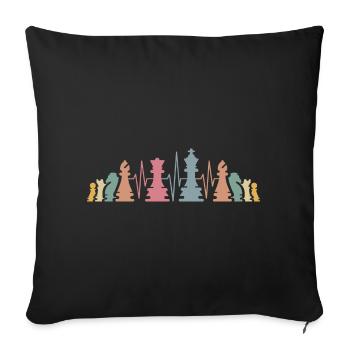 Chess pieces heartbeat retro chess team icon - Sofa pillowcase 17,3'' x 17,3'' (45 x 45 cm) - black - Front