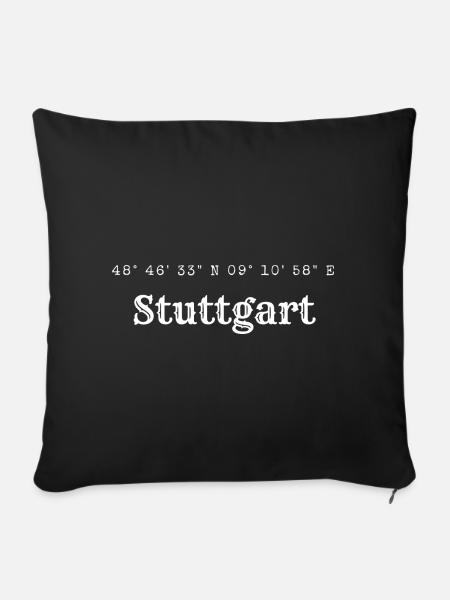 Stuttgart Koordinaten - Sofakissenbezug 45 x 45 cm - Schwarz