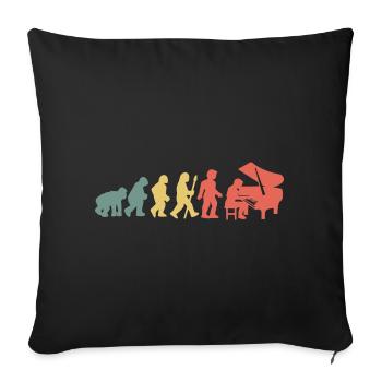 Klavierspieler Pianist Evolution - Sofakissenbezug 45 x 45 cm - Schwarz - Vorne