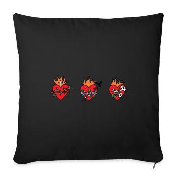 Sacré-Cœur de Jésus, Marie et Joseph - Housse de coussin décorative 45 x 45 cm - noir - Devant