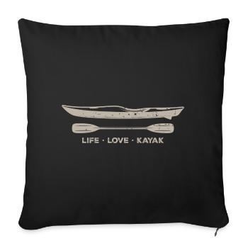 Life Love Kayak Emblem - Sofa pillowcase 17,3'' x 17,3'' (45 x 45 cm) - black - Front