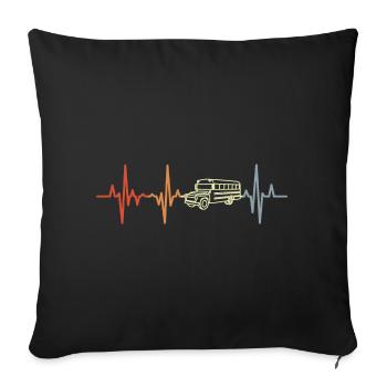 Bus Heart Rate Vintage Look - Sofa pillowcase 17,3'' x 17,3'' (45 x 45 cm) - black - Front