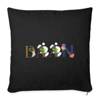 Nom DAAN décoré de fleurs - Housse de coussin décorative 45 x 45 cm - noir - Devant