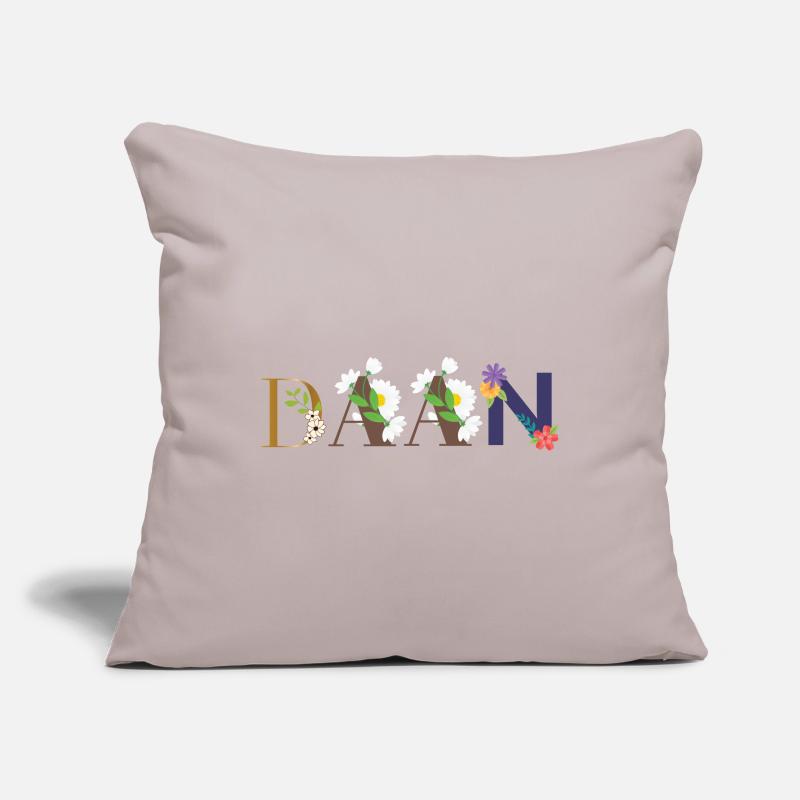 Nom DAAN décoré de fleurs Housse de coussin décorative 45 x 45 cm