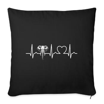 Elephant - Heart Line - ECG - Pulse - Gift - Sofa pillowcase 17,3'' x 17,3'' (45 x 45 cm) - black - Front