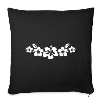 Motif floral d’hibiscus tropical - Housse de coussin décorative 45 x 45 cm - noir - Devant