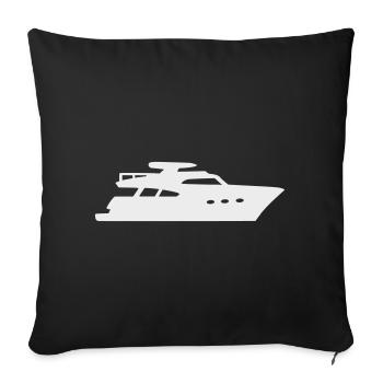Yacht Silhouette Bateau à moteur - Housse de coussin décorative 45 x 45 cm - noir - Devant