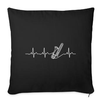 Trombone Heartbeat Marching Band Cadeau - Housse de coussin décorative 45 x 45 cm - noir - Devant