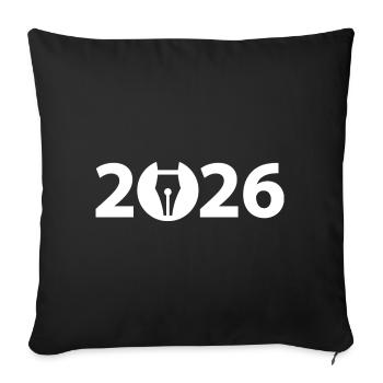 Écrivain 2026, Poète 2026, Stylo-plume 2026 - Housse de coussin décorative 45 x 45 cm - noir - Devant