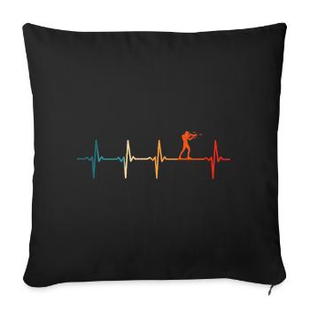 Biathlon Herzschlag Biathlet Ski - Sofakissenbezug 45 x 45 cm - Schwarz - Vorne