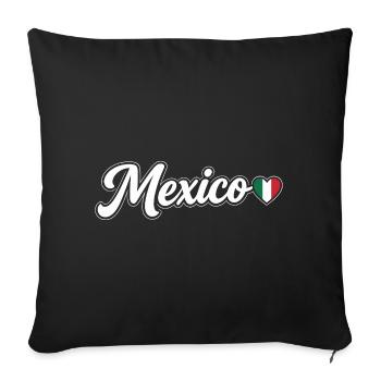 Mexico Script with Flag Heart Fan Patriotic - Sofa pillowcase 17,3'' x 17,3'' (45 x 45 cm) - black - Front