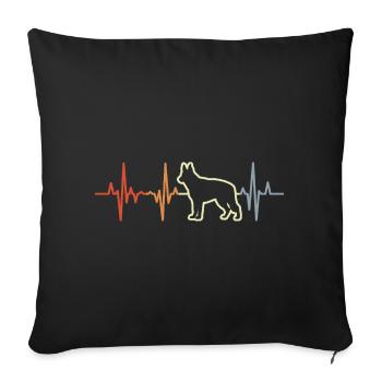 German Shepherd Heart Line - Sofa pillowcase 17,3'' x 17,3'' (45 x 45 cm) - black - Front