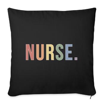 NURSE Soft Rainbow Typografie LGBTQ Pride Design - Sofakissenbezug 45 x 45 cm - Schwarz - Vorne
