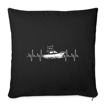 Bateau à moteur battement de cœur - Housse de coussin décorative 45 x 45 cm - noir - Devant