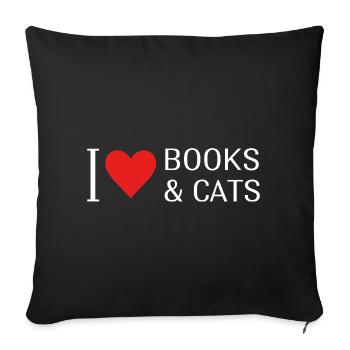 Livres d’amour et livres de chats Diction de lecture de chat - Housse de coussin décorative 45 x 45 cm - noir - Devant