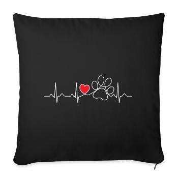 Battement de cœur Patte de Chien - Cadeau pour les amoureux des chiens - Housse de coussin décorative 45 x 45 cm - noir - Devant