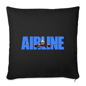 Flugzeug im Airline-Logo Stil - Sofakissenbezug 45 x 45 cm - Schwarz - Vorne