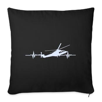 ECG du battement cardiaque d’hélicoptère - Housse de coussin décorative 45 x 45 cm - noir - Devant